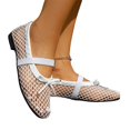 thumbnail image 5 of Women's Mesh Ballet Flats Fishnet Ballerina Flats Buckle Strap Mary Jane Causal Daily Dress Shoes, 5 of 7