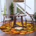 thumbnail image 3 of Round Rugs 5Ft, Fall Gnomes Round Area Rug Washable Indoor Throw Carpet, Thanksgiving Sunflowers Pumpkins Orange Soft Non Slip Circle Rug for Cabinet Bathroom Home Decor Aesthetic, 3 of 8
