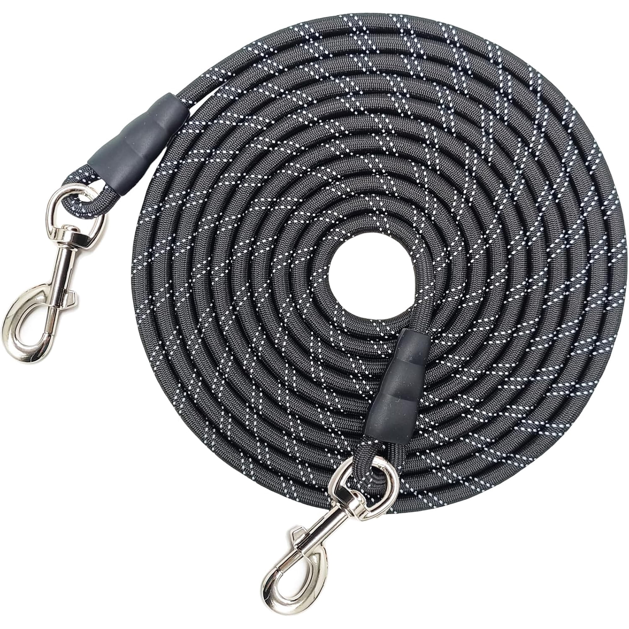 15FT 20FT 30FT 50FT Long Dog Tether, Reflective Tie Out Rope Dog Lead for Yard, Obedience Recall Training Outdoor Camping, Playing, Backyard Runner for Large Medium Dogs Black Reflective,15FT