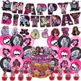 thumbnail image 2 of Lindo juego de globos de Monster High para decoración de cumpleaños, pancarta desechable para decoración de tartas, bandera colgante, 2 of 5