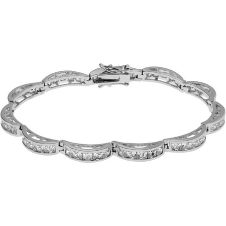 Brinley Co. Women's CZ Silver-Tone Link Bracelet, 7.5