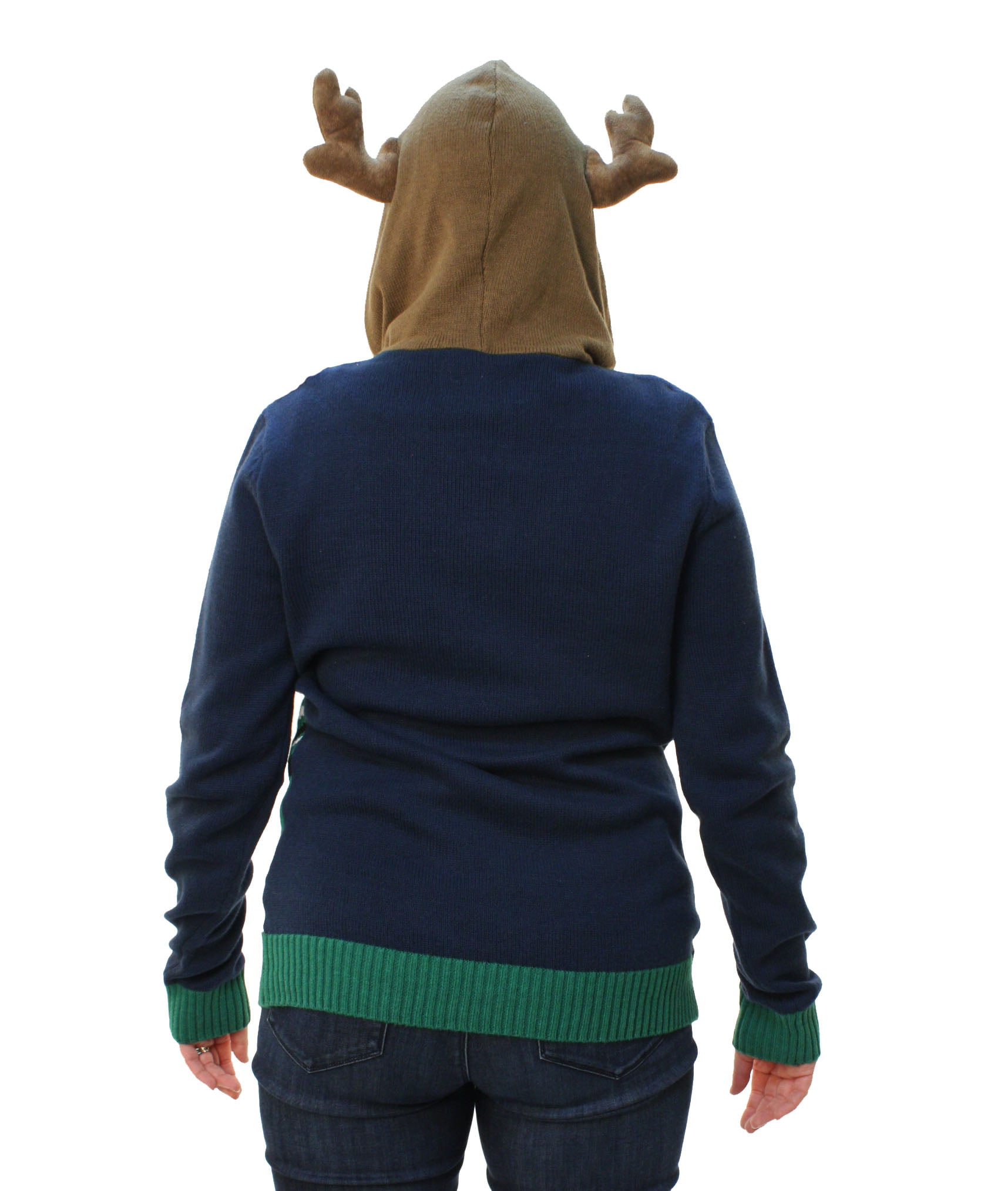 Ugly Christmas Sweater Loose Fit Women's Hooded Reindeer Sweater ...