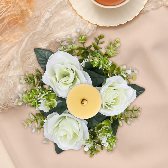 Anillo de vela BLESIY decoración del hogar corona de rosas artificiales 23 cm