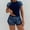 003Dark Blue, variant on LPZOOGU Women's Rash Guard 2 Piece Short Sleeve Swim Shirt with Shorts Swimsuit with Bra Bathing Suit with Pocket