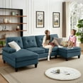 thumbnail image 4 of Jarenie Linen 4 Seater U Shaped Sectional Sofa, Blue, 4 of 11