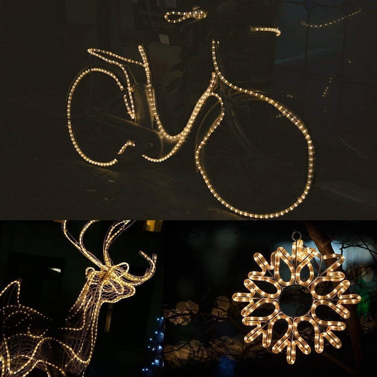 Plug in Rope Lights, 220V 100 LEDs 40ft Waterproof Outdoor String Lights, Warm White Steady Light Copper Wire for Garden, Fence, Party, Wedding Decoration