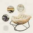 thumbnail image 3 of Larger Outdoor Rocking Chair, Rattan Wicker Lounge Chair, for Bedroom, Living Room, Porch, Garden,Lawn-Beige (Beige+Black + Metal + Cotton), 3 of 7