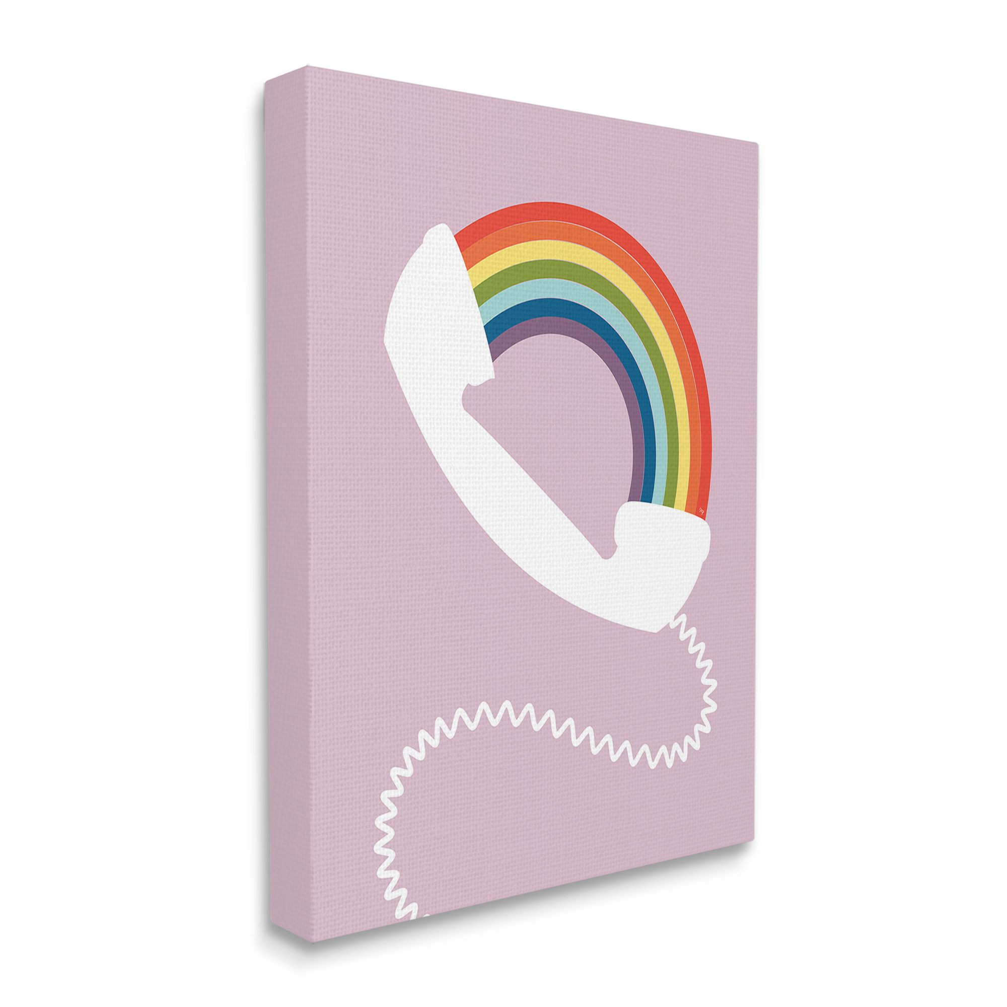 Stupell Industries Modern Rainbow Telephone Abstract Painting Gallery Wrapped Canvas Art Print Wall Art, 16 x 20