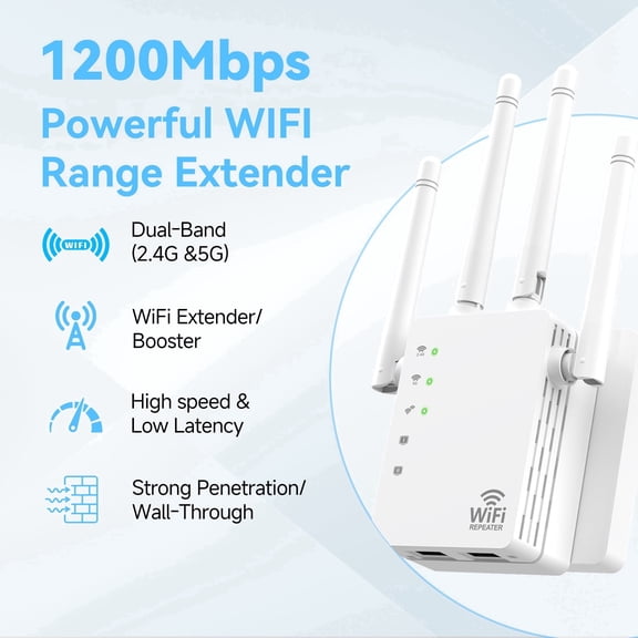 RAGOAT WiFi Extender Signal Booster for Home, Long Range Internet Booster with Ethernet Port, WiFi Repeater up to 12880 sq ft and 105 Devices