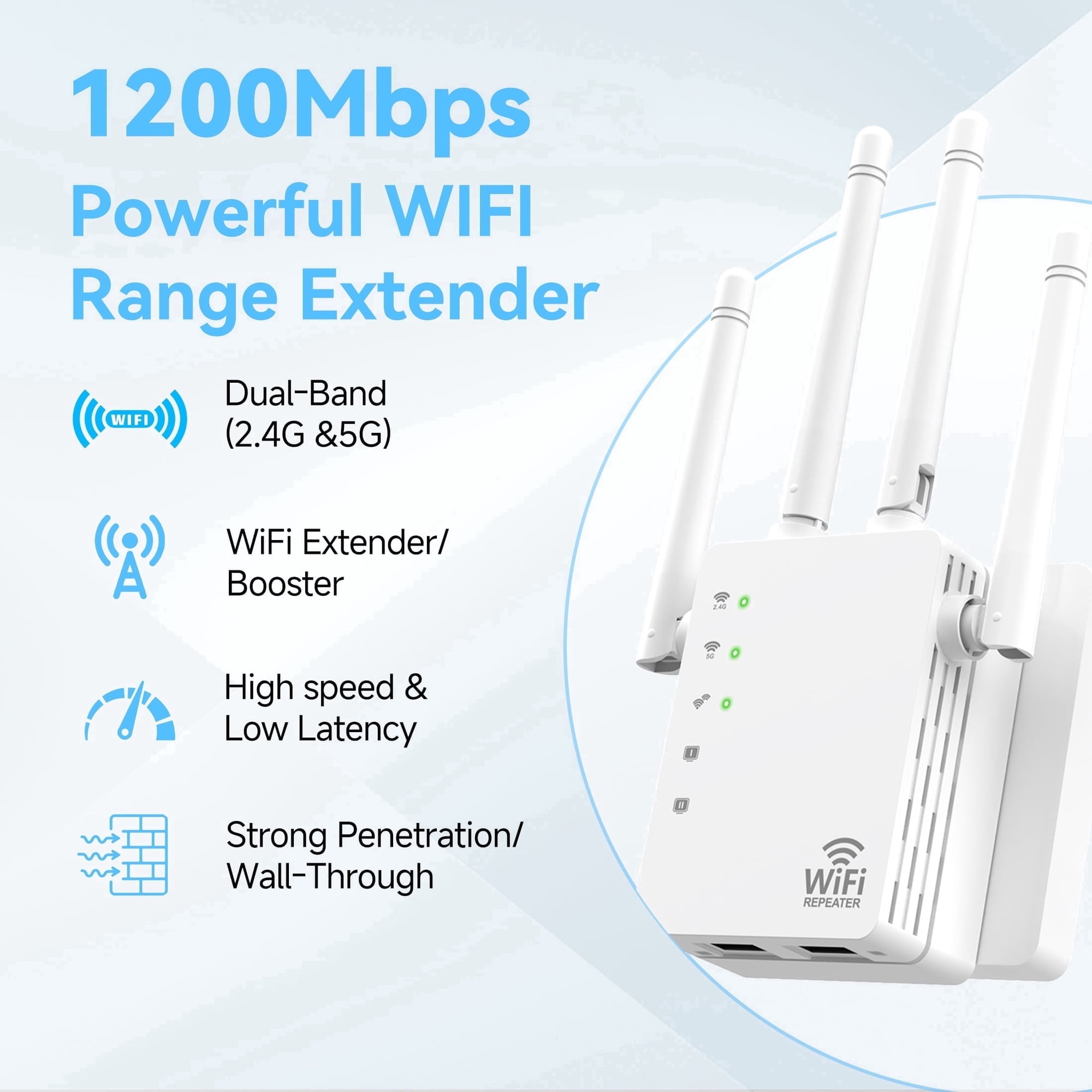 WiFi Extender Signal Booster for Home, Long Range Internet Booster with Ethernet Port, WiFi Repeater up to 12880 sq ft and 105 Devices