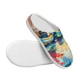thumbnail image 3 of Daiia Colorful Fishing Boats Print Women’s Fuzzy Slippers Memory Foam Lightweight House Shoes Cozy Loafer Flannel House Shoes-37/38, 3 of 7