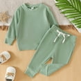 thumbnail image 2 of Gerichy Toddler Baby Boy Clothes Fall Winter Outfit, Toddler Girls Boys Winter Long Sleeve Ribbed Solid Color Tops Pants 2PCS Outfits Clothes Set, 2 of 7