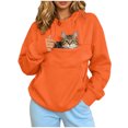 thumbnail image 5 of felwors Women's Oversized Pullover Pet Carrier Hoodie Cotton Blend Fleece Sweatshirt with Kangaroo Pocket Casual Orange for Size XL, 5 of 8