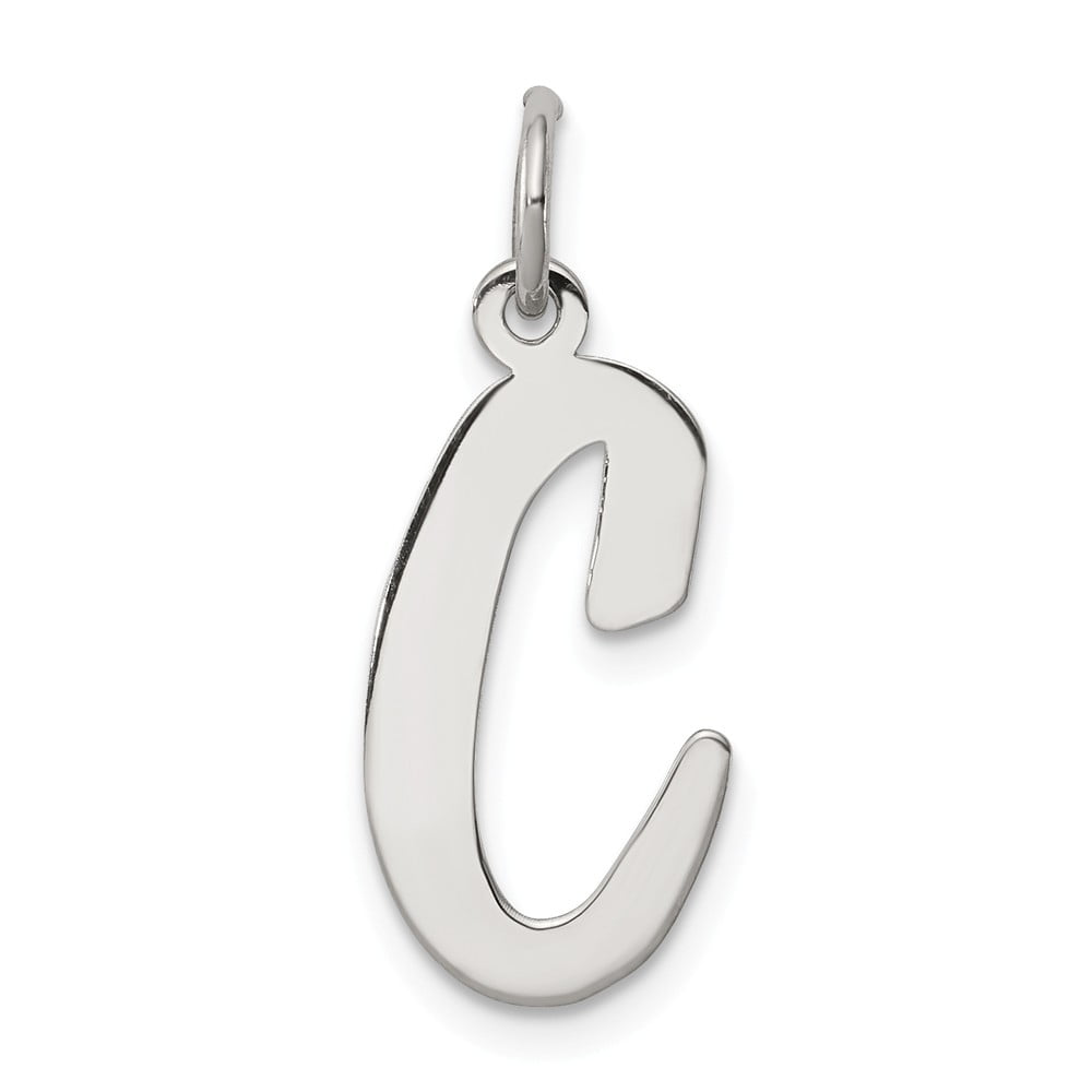 FB Jewels Sterling Silver Rhodium-plated Large Script Initial C Charm