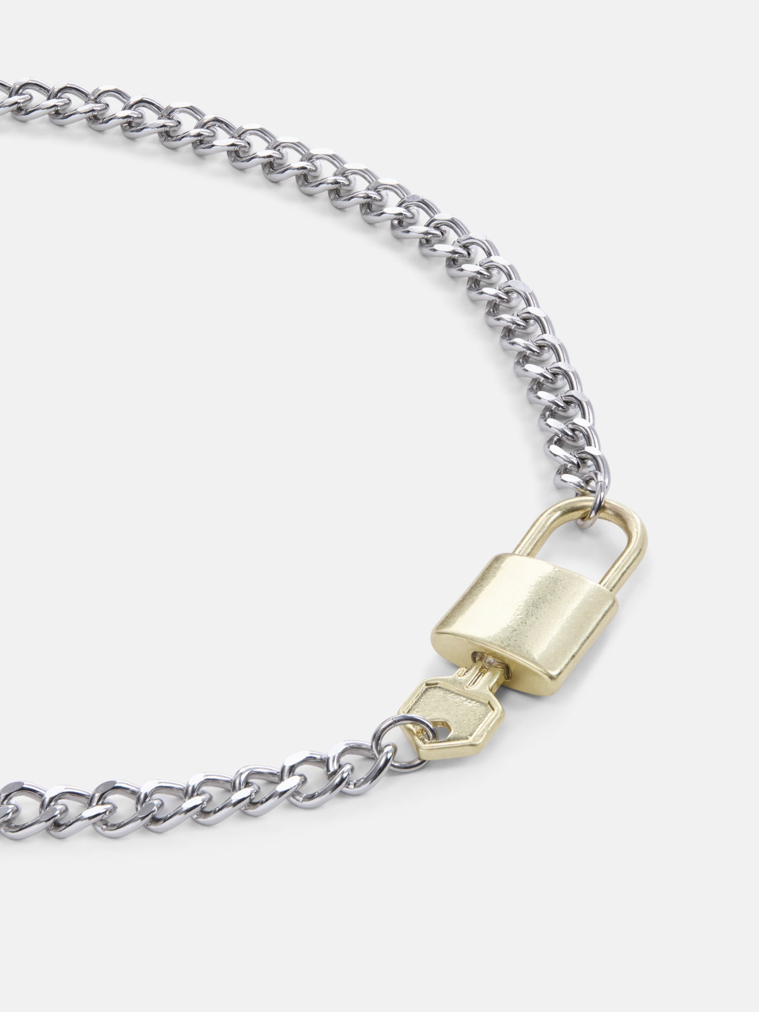 Scoop Women’s Rhodium Tone and Brass Tone Padlock Key Necklace