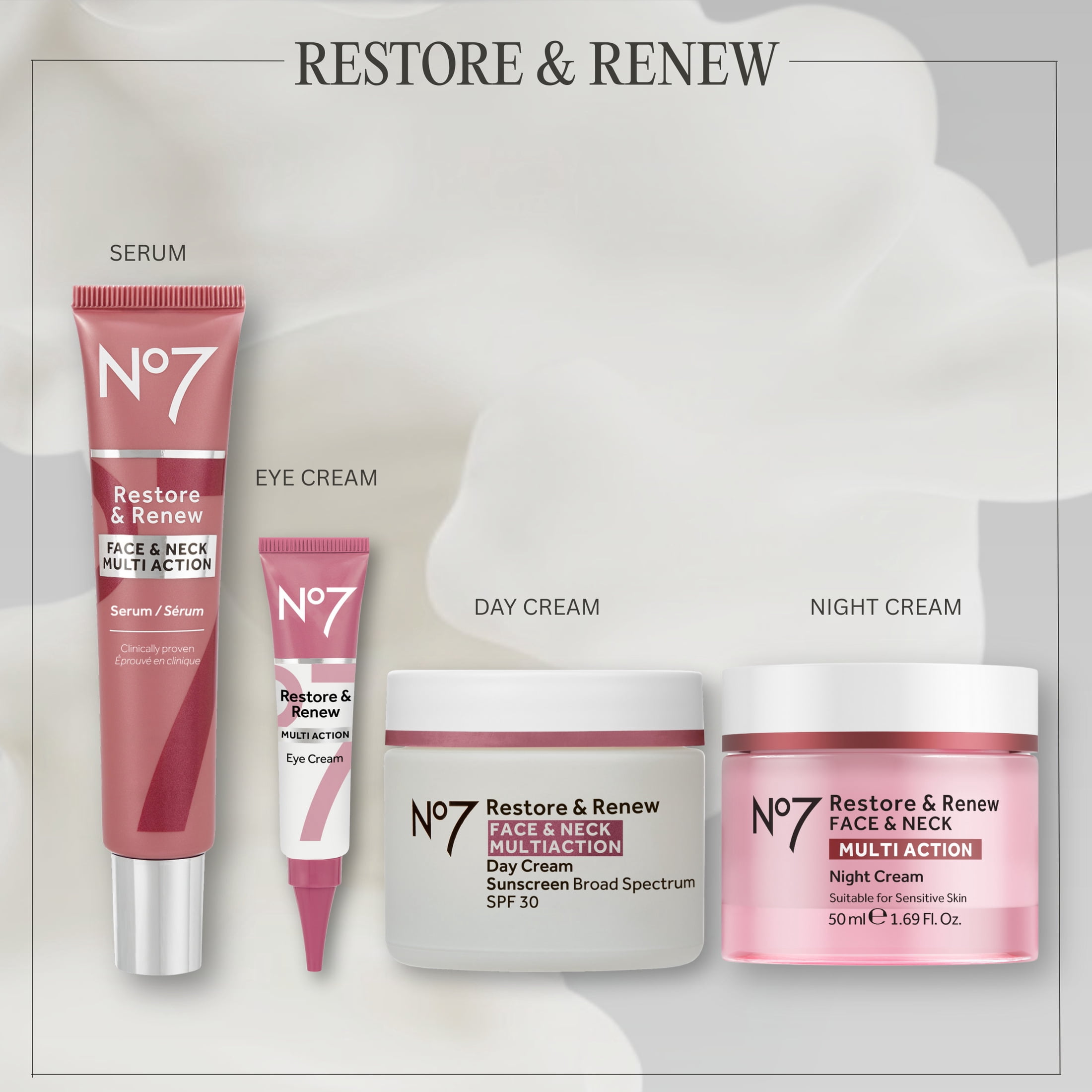 No7 Restore & Renew Multi Action Face & Neck Serum - 1.69 fl oz