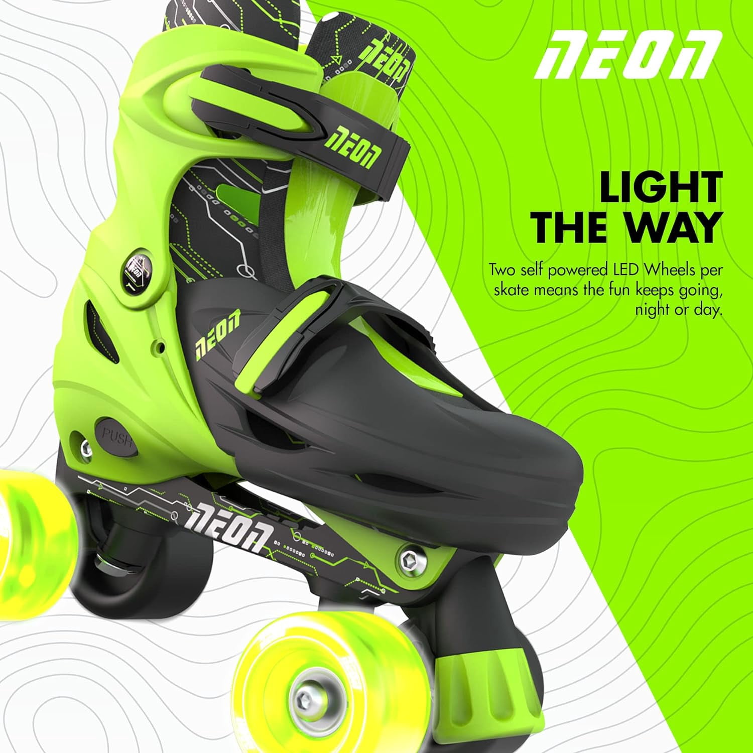 Yvolution Neon Roller Skates 2 in 1 Inline Skates and Quad - Girls and Boys Kids Skates, Size 12-2 Adjustable, One Pair, Green