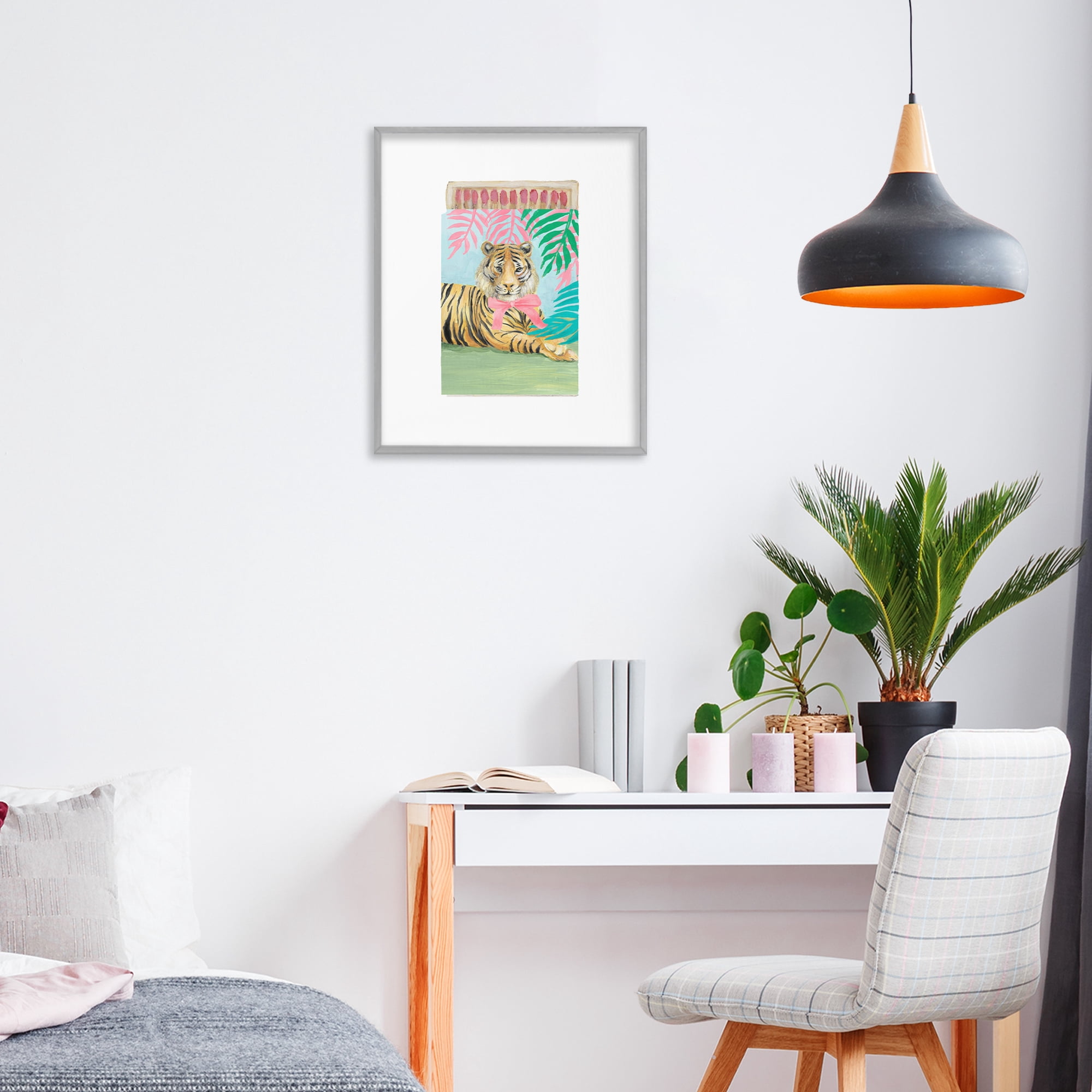 Stupell Industries Tropical Tiger Matchbook Gray Framed Giclee Art, design by Lanie Loreth
