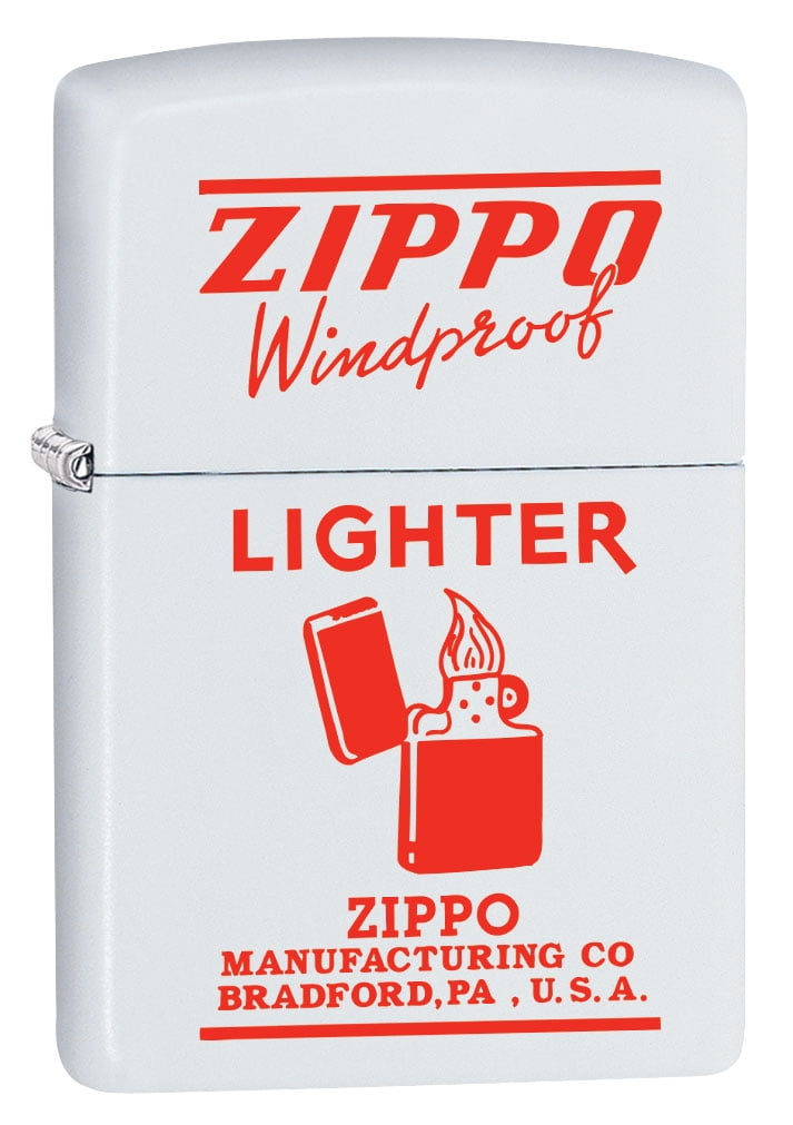 Zippo Lighter Vintage Ad, Zippo Windproof in Red White Matte 80466