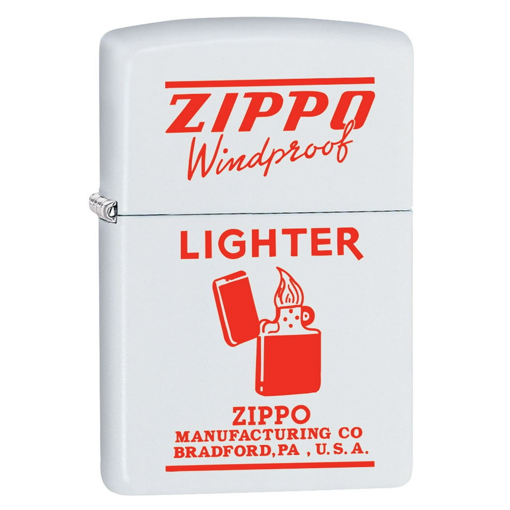 Zippo Lighter Vintage Ad, Zippo Windproof in Red White Matte 80466