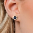thumbnail image 3 of Gem Stone King 2.20 Ct Round 6mm Blue Sapphire 18K Yellow Gold Plated Silver Removable Jacket Stud Earrings, 3 of 6
