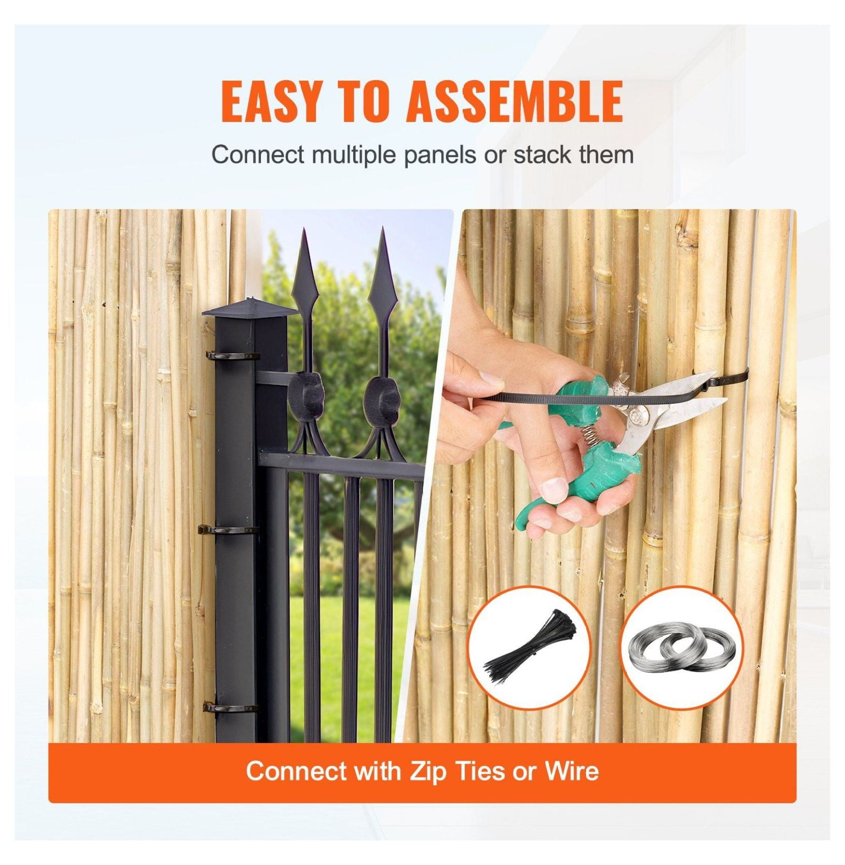 Bamboo Fence 4ft x 6ft Rolled Natural Bamboo Screening for Privacy - Outdoor Garden Fence Roll - Patio Deck Decorative Bamboo Wall Panel