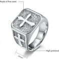 thumbnail image 3 of Stainless Steel Signet Style Christian Cross Religious Cocktail Party Biker Statement Wedding Ring, 3 of 5
