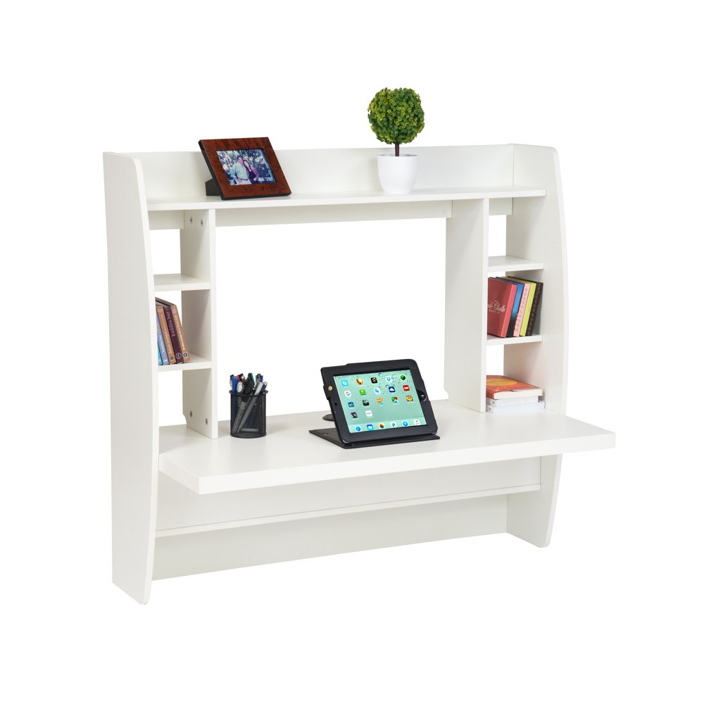 42" Wall Mount Floating Desk with Storage Shelves by Trademark