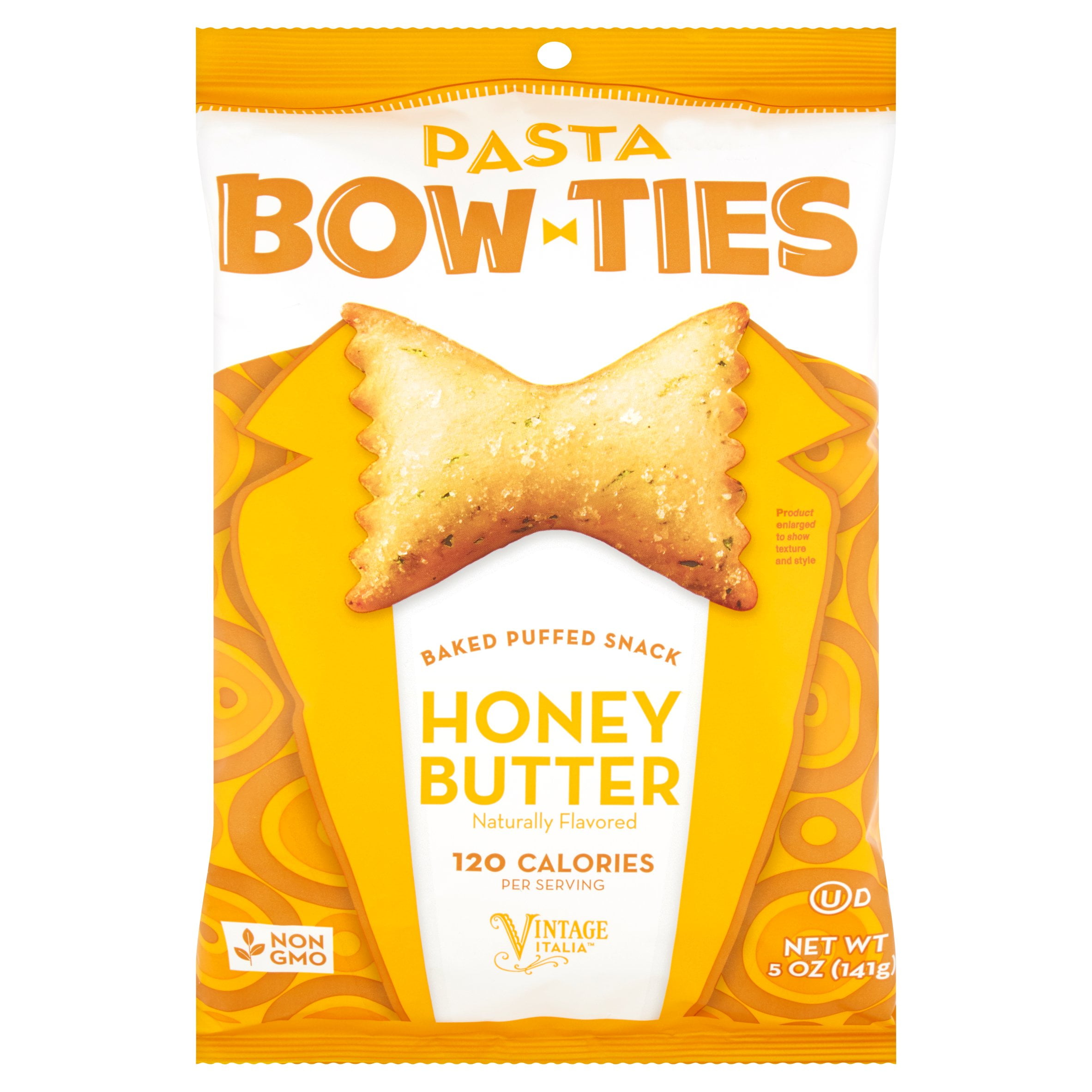 Vintage Italia Bow Ties Pasta Honey Butter Baked Puffed Snack, 5 oz, 12