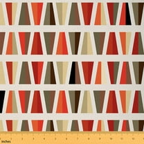 Homewish Colorful Geometric Triangle Fabric by the Yard 1 Yard,Modern Geometric Art Home Decor Fabric by the Yard,Red Beige Brown Sewing Fabric For Men Women,Luxury Bedroom Decor