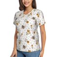 thumbnail image 2 of Vsdgher Bees And Flowers Women Shirts V Neck Short Sleeve Tops T-Shirt Basic Tees, S to 3XLXX-Large, 2 of 5