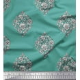 thumbnail image 1 of Soimoi Moss Georgette Fabric Leaves & Floral Block Print Sewing Fabric Yard 42 Inch Wide, 1 of 3