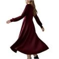 thumbnail image 6 of Tdoqot Womens Wedding Guest Dresses- Long Sleeve Casual Crewneck Ribbed Knit Elegant Spring Maxi Dresses Wine Size M, 6 of 7