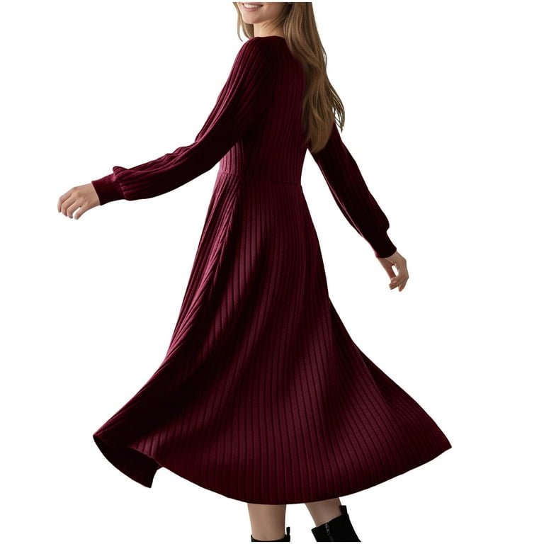 Sentmoon Holiday Dresses for Women Women's Casual Dresses Women's Round-Neck Solid Color Casual Long-Sleeved Winter Long Striped Brushed Dress for Work, Office, and Business Casual Wine S - Walmart.com Sentmoon Holiday Dresses for Women Women's Casual Dresses Women's Round-Neck Solid Color Casual Long-Sleeved Winter Long Striped Brushed Dress for Work, Office, and Business Casual Wine S - Walmart.com