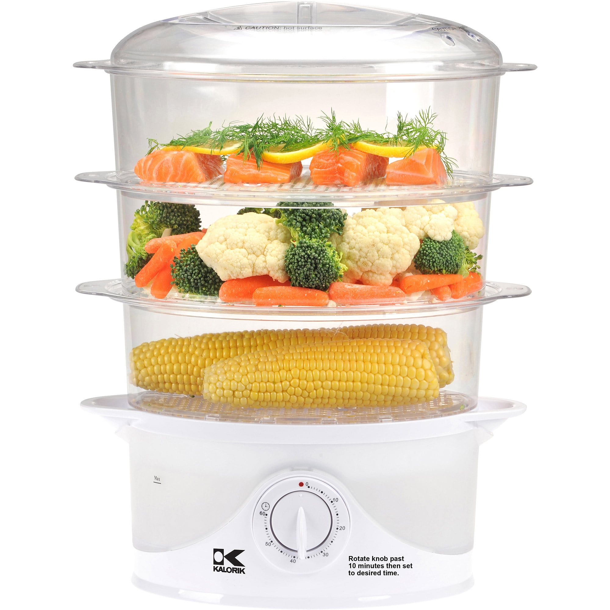 Kalorik 9 Quart White 3Tier Food Steamer with Turbo Steam