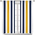thumbnail image 2 of Striped Curtains, Navy Blue Orange White Striped Pattern Print Window Treatments, Rod Pocket Thermal Insulated Drapes 2 Panel Sets for Bedroom Living Room, 55" W X 39" L, 2 of 8