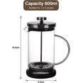 thumbnail image 2 of French Press Coffee Maker - 5 Cup - French Press Coffee Maker 600ml, French Carafe For Filter Coffee, Espresso And Tea With Triple Filter (black), 2 of 4