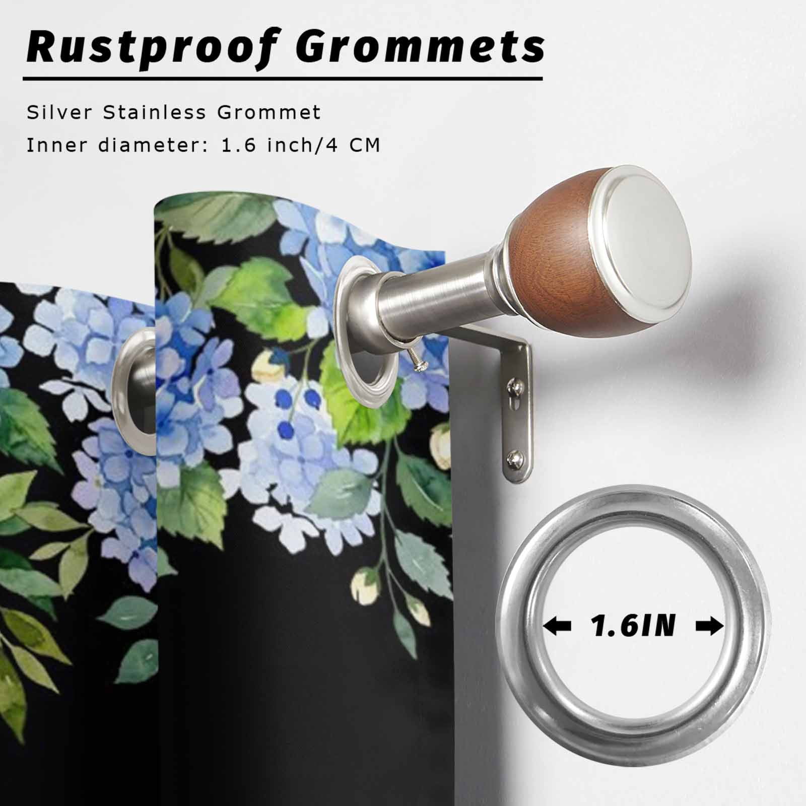 Blue Hydrangea Floral Outdoor Curtains for Patio, Wildflower Garden Botanical Sunshade Privacy Drapes Grommet Waterproof Outside Curtains for Porch/Cabana/Balcony 54"x 108", 1 Panel