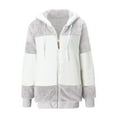 thumbnail image 4 of KaLI_store Womens Jackets Coat for Women,Women's Oversized Zip Up Hooded Jacket Winter Plus Size Sherpa Coat Grey,XXL, 4 of 5