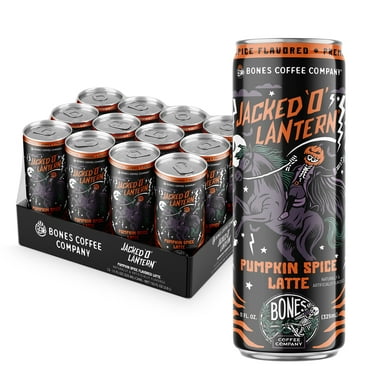 Bones Coffee Company RTD Canned Latte Pumpkin Spice, Medium Roast, 12-Pack