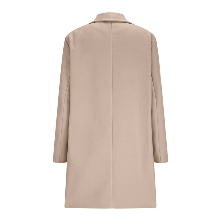 Brnmxoke Womens Long Wool Dress Coat Single Breasted Notched Lapel Trendy  Peacoat Warm Fall Winter Office Outerwear Trench Coats with Pockets  Khaki,XXL - Walmart.com