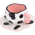 thumbnail image 1 of Cow Mug, Ceramic Coffee Mug with Saucer Set, Cute Cup Unique Irregular Design for Office , 10oz/300ml (Small Cow), 1 of 5