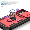 thumbnail image 4 of Military Grade Drop Impact for Samsung Galaxy A15 Camera Lens Slide Protection Case 360 Metal Rotating Ring Kickstand Holder Armor Shockproof Case For Samsung Galaxy A15, Red+Black, 4 of 11