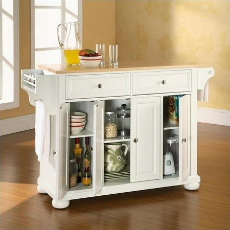 Crosley Alexandria Natural Wood Top Kitchen Island in ...