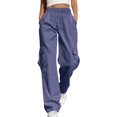 thumbnail image 6 of TEAJOPSUU Cargo Pants for Women High Waisted Baggy Wide Leg Stretchy Y2K Streetwear Cargo Pants with Pockets Casual Elastic Waist Cargo Trousers Navy, 6 of 9
