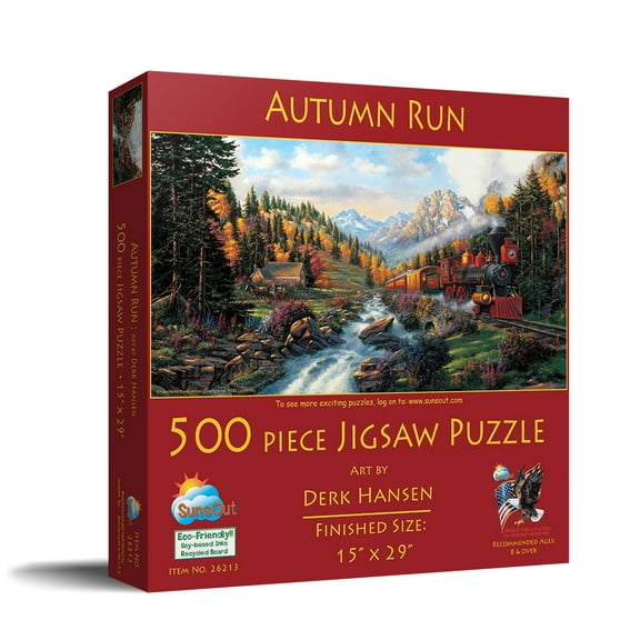 SUNSOUT INC - Autumn Run - 500 pc Jigsaw Puzzle by Artist: Derk Hansen - Finished Size 15" x 29" - MPN# 26213
