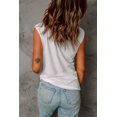 thumbnail image 1 of ABPHQTO Camiseta sin mangas blanca con cuello redondo y detalle de agujero roto para mujer, 1 of 5