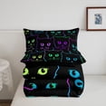 thumbnail image 5 of Bedding Sets Full Size Cats Comforter Set Cartoon Pet Animal Quilted Duvet Set Black Neon Kawaii Kitten Bed Comforter Set Teens Gradient Line Cat Gifts Duvet Insert 3Pcs, 5 of 6