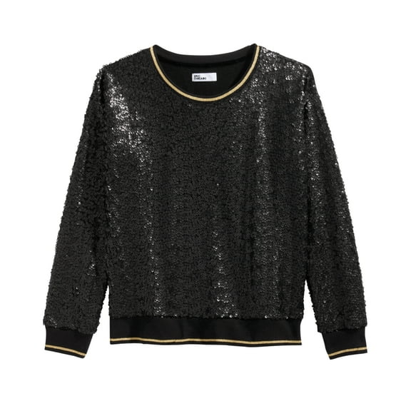 Epic Threads Big Kid Girls Sequin Sweater,Deep Black,L