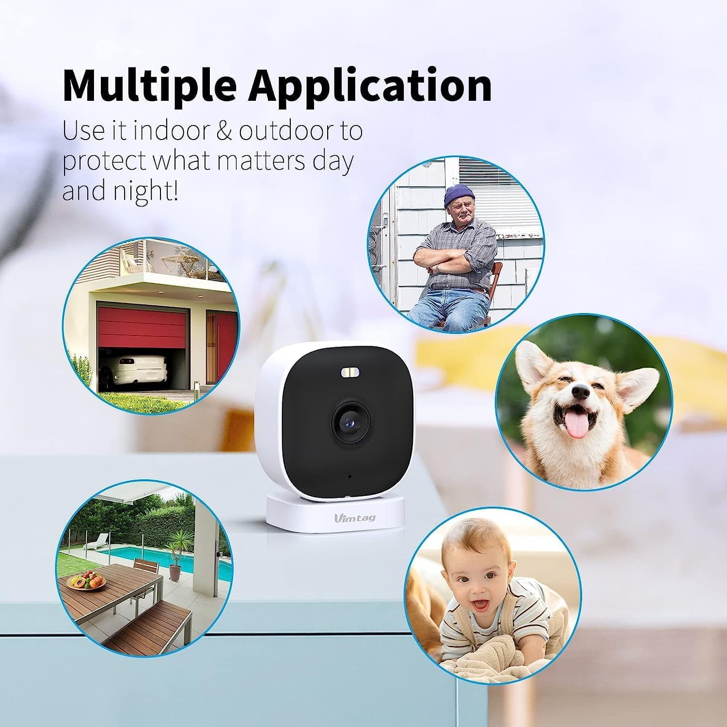 Vimtag Mini G3 Security Camera Outdoor/Indoor with Spotlight, Plug-in 2MP HD Full-Color Night Vision Home Cam with AI Human Detection, Cloud/SD Card Storage, Support Alexa & WiFi